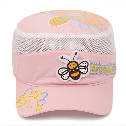 小蜜蜂刺繡卡通平頂帽定制