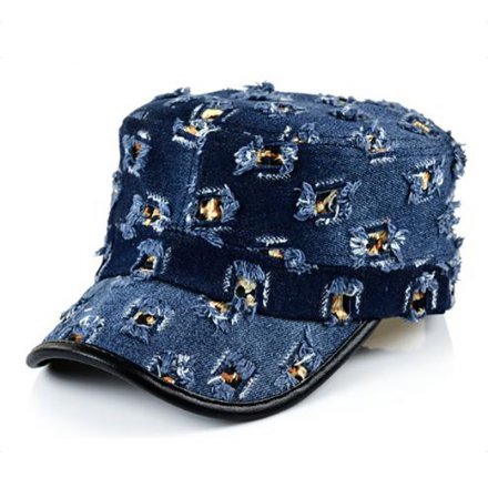 個(gè)性牛仔磨破平頂帽定制